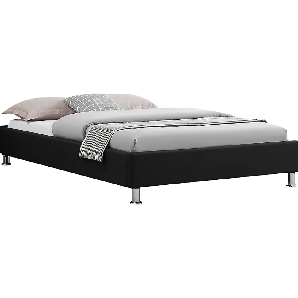 Idimex Lit futon simple NIZZA, 120 x 190 cm, avec sommier, revêtement en tissu noir* Lit Simple
