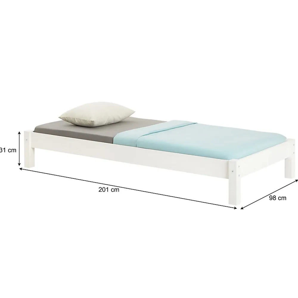 Idimex Lit futon TAIFUN, 90 x 190 cm, en pin massif lasuré blanc* Lit Simple