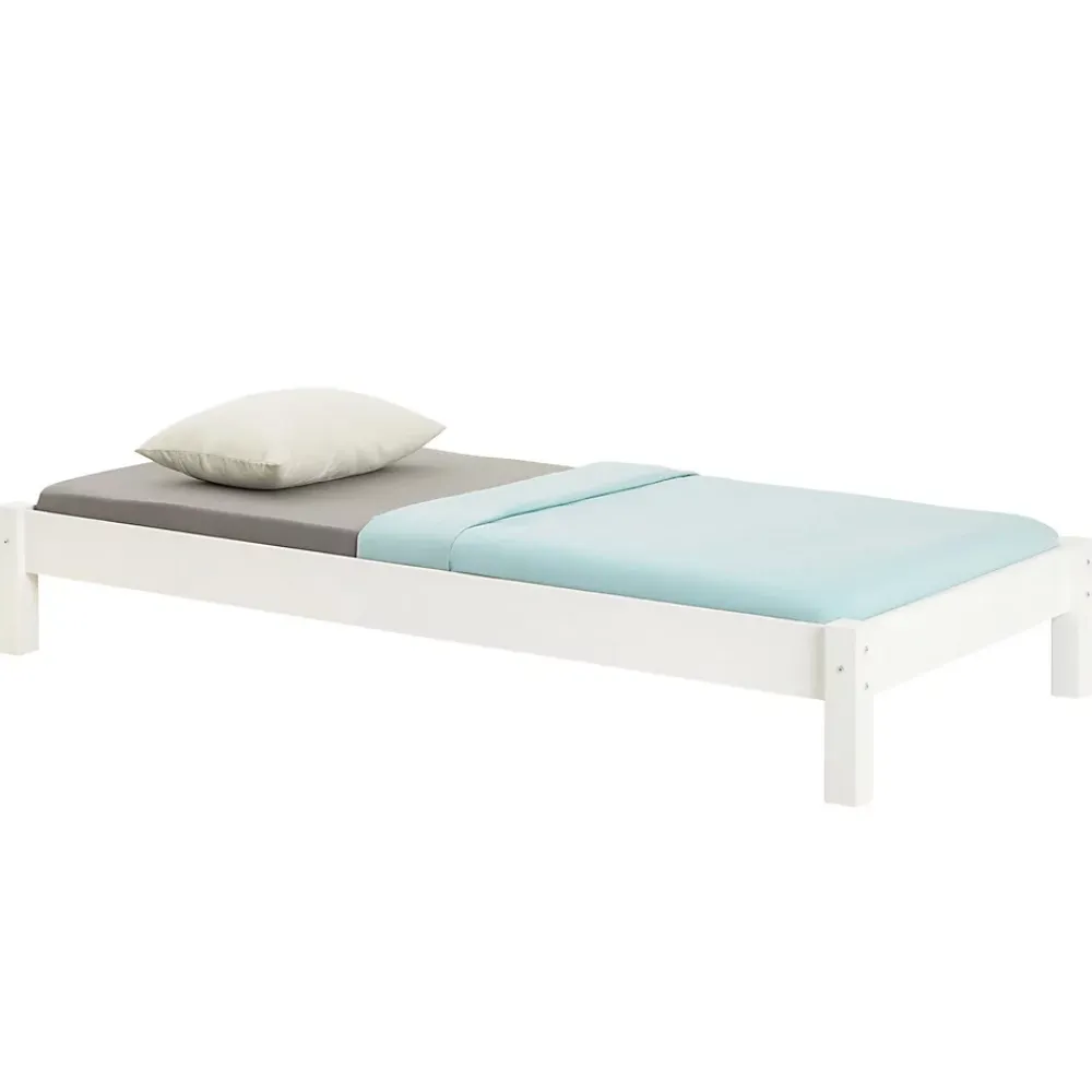 Idimex Lit futon TAIFUN, 90 x 190 cm, en pin massif lasuré blanc* Lit Simple