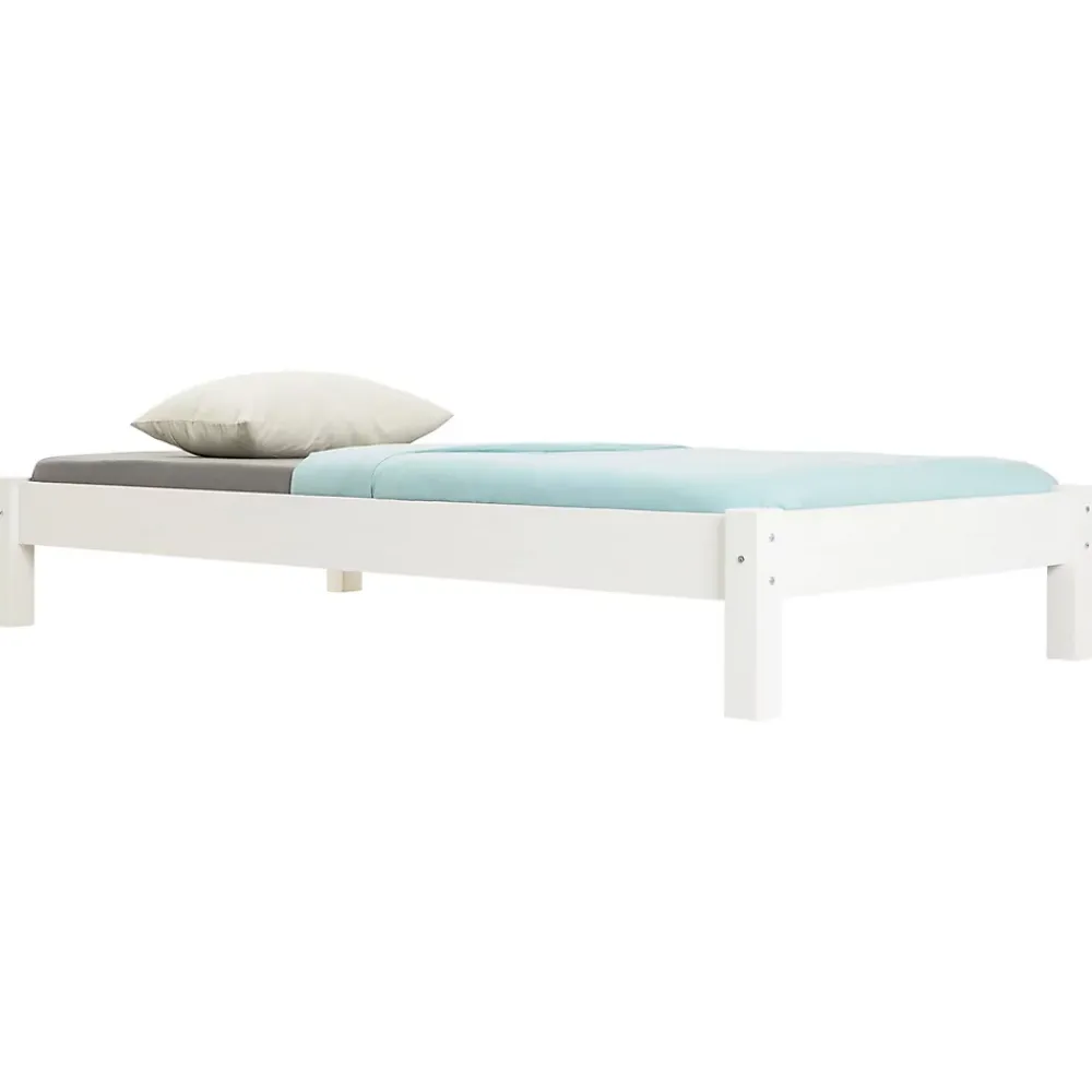 Idimex Lit futon TAIFUN, 90 x 190 cm, en pin massif lasuré blanc* Lit Simple