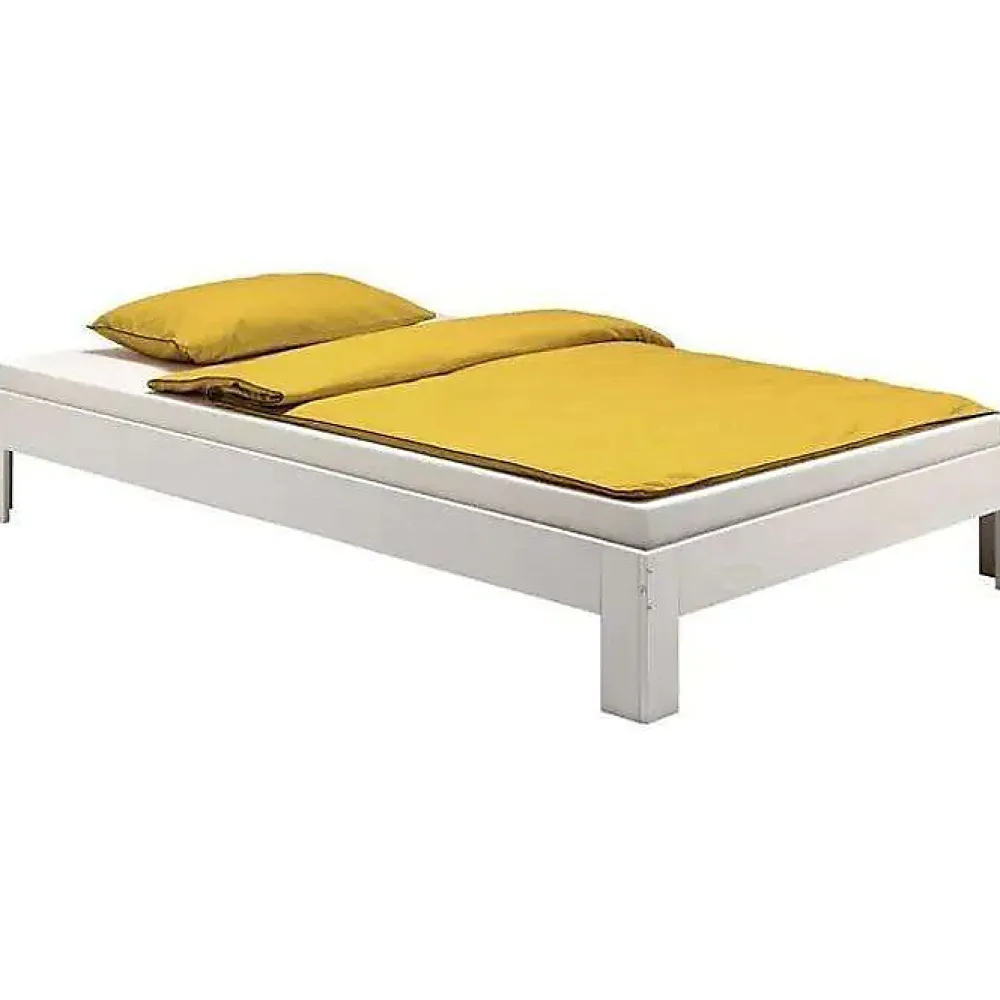 Idimex Lit futon THOMAS, en pin massif, 140 x 200 cm, lasuré blanc* Lit Double