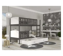 Lit futon THOMAS, en pin massif, 100 x 200 cm, lasuré blanc>Idimex