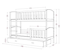Lit futon THOMAS, en pin massif, 100 x 200 cm, lasuré blanc><noscript><img width=