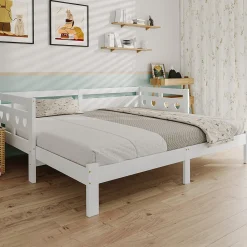 Lit gigogne 90 x 200 cm - Lit Banquette avec 2e Couchage - Pin Massif et MDF - Sans Matelas - Blanc>Generique Sale