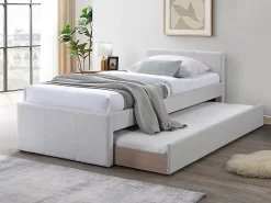 Vente-unique Lit gigogne 90 x 190 cm - Tissu - Beige - DORITALO*Enfant Lit Enfant