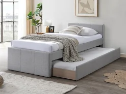 Lit gigogne 90 x 190 cm - Tissu - Gris - DORITALO>Vente-unique Discount