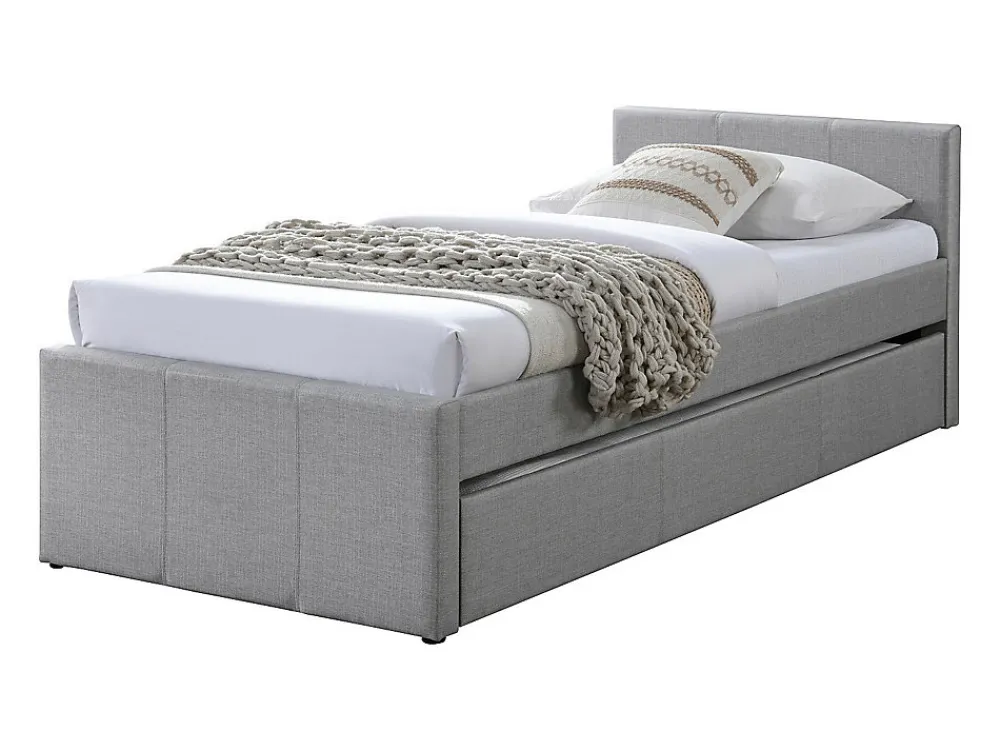 Lit gigogne 90 x 190 cm - Tissu - Gris - DORITALO>Vente-unique Discount