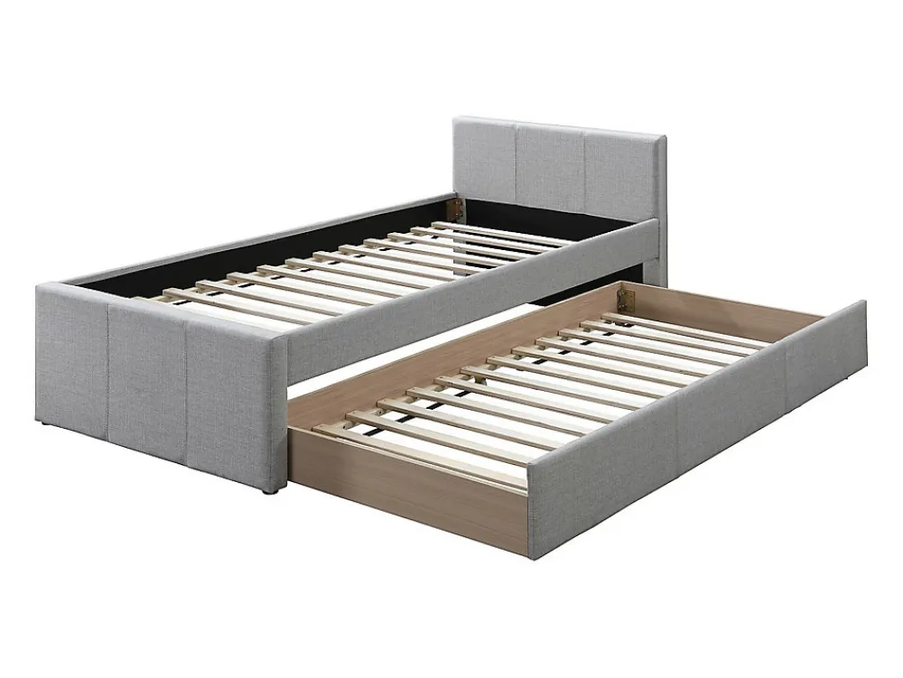 Lit gigogne 90 x 190 cm - Tissu - Gris - DORITALO>Vente-unique Discount