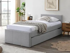 Lit gigogne 90 x 190 cm - Tissu - Gris - DORITALO><noscript><img width=