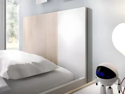 Vente-unique Lit gigogne 2 x 90 x 190 cm - Coloris : Naturel et blanc + matelas + sommier - SONIA*Enfant Lit Enfant