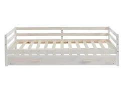 Vente-unique Lit gigogne AEDAN II - 2 x 90 x 190 cm - Pin massif et MDF - Blanchi*Enfant Lit Enfant
