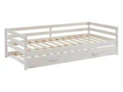 Vente-unique Lit gigogne AEDAN II - 2 x 90 x 190 cm - Pin massif et MDF - Blanchi*Enfant Lit Enfant