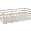 Vente-unique Lit gigogne AEDAN II - 2 x 90 x 190 cm - Pin massif et MDF - Blanchi + matelas*Enfant Lit Enfant