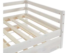Vente-unique Lit gigogne AEDAN II - 2 x 90 x 190 cm - Pin massif et MDF - Blanchi + matelas*Enfant Lit Enfant