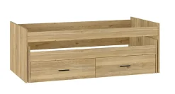 Pegane Lit gigogne avec 2 tiroirs coloris chêne Mauvella - Longueur 195,20 x profondeur 98 x hauteur 48,50 cm* Lit Coffre