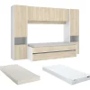 Lit gigogne avec pont de lit SELENA - 90 x 190 cm - Coloris : chêne et blanc + Matelas>Vente-unique Sale