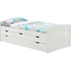 Idimex Lit gigogne avec rangements JESSY, 90 x 190 cm en pin massif lasuré blanc* Lit Gigogne