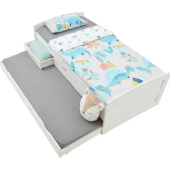 Idimex Lit gigogne avec rangements JESSY, 90 x 190 cm en pin massif lasuré blanc* Lit Gigogne