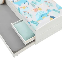 Idimex Lit gigogne avec rangements JESSY, 90 x 190 cm en pin massif lasuré blanc* Lit Gigogne