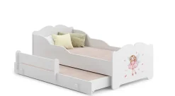 Htmeubles Lit gigogne blanc ARMONA - Fée rose - 2 x 160 cm x 80 cm* Ensemble Sommier Et Matelas