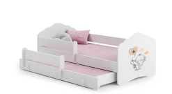 Lit gigogne blanc FIONA avec sommier et matelas - Elephant orange - 2 x 160 cm x 80 cm>Htmeubles Outlet