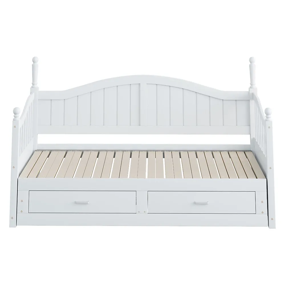 Okwish Lit Gigogne en Bois 90/180x190 cm Extensible avec Tiroirs et Sommier Intégré, Lit Multifonction pour enfant ou Adulte, Blanc* Lit Gigogne