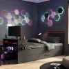 Vente-unique Lit gigogne gamer2 x 90 x 200 cm - Avec bureau - LEDs - Anthracite et rouge + Sommier - VOUANI* Lit Gigogne