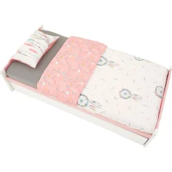 Lit gigogne LORENA en pin massif, 90 x 190 cm, lasuré blanc et rose><noscript><img width=