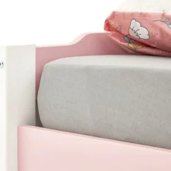 Lit gigogne LORENA en pin massif, 90 x 190 cm, lasuré blanc et rose><noscript><img width=