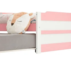 Lit gigogne LORENA en pin massif, 90 x 190 cm, lasuré blanc et rose><noscript><img width=