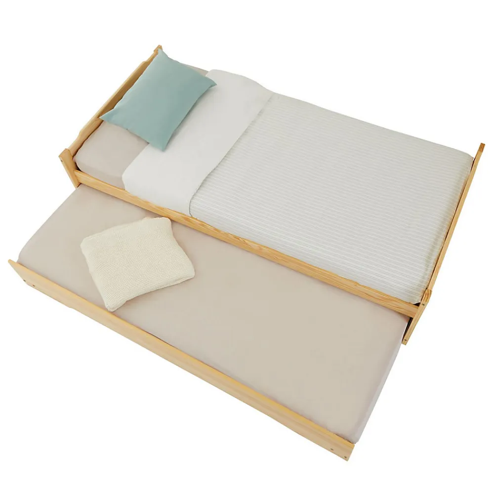 Lit gigogne LORENA en pin massif, 90 x 190 cm, vernis naturel et blanc>Idimex Clearance
