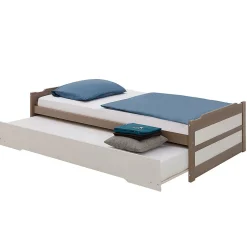 Idimex Lit gigogne LORENA en pin massif, 90 x 190 cm, lasuré taupe et blanc* Lit Gigogne