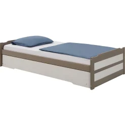 Idimex Lit gigogne LORENA en pin massif, 90 x 190 cm, lasuré taupe et blanc* Lit Gigogne