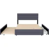 ProximaX Lit gigogne pour adulte et enfant 140 x 200cm & 90 x 190cm avec broche pour deux personnes et deux tiroirs, gris* Lit Coffre