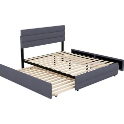 ProximaX Lit gigogne pour adulte et enfant 140 x 200cm & 90 x 190cm avec broche pour deux personnes et deux tiroirs, gris* Lit Coffre