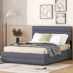 ProximaX Lit gigogne pour adulte et enfant 140 x 200cm & 90 x 190cm avec broche pour deux personnes et deux tiroirs, gris* Lit Coffre