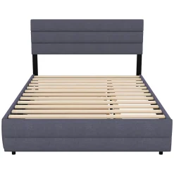 ProximaX Lit gigogne pour adulte et enfant 140 x 200cm & 90 x 190cm avec broche pour deux personnes et deux tiroirs, gris* Lit Coffre