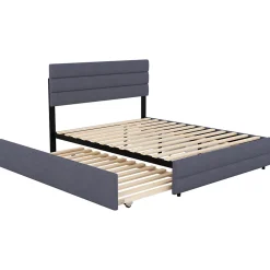 ProximaX Lit gigogne pour adulte et enfant 140 x 200cm & 90 x 190cm avec broche pour deux personnes et deux tiroirs, gris* Lit Coffre