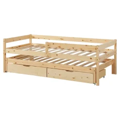 [En.Casa] Lit gigogne pour enfant Sonkajärvi avec 2 tiroirs bois de pin 90 x 200 cm naturel en.casa* Lit Gigogne