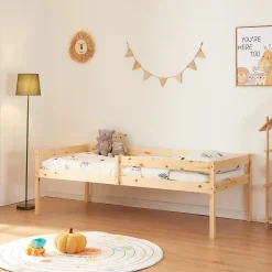 [En.Casa] Lit gigogne pour enfant Sonkajärvi avec 2 tiroirs bois de pin 90 x 200 cm naturel en.casa* Lit Gigogne