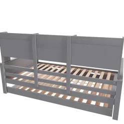 Okwish Lit gigogne simple 90x200 cm en bois avec rangement intégré - multifonction, pratique et spacieux, gris, sans matelas* Lit Gigogne