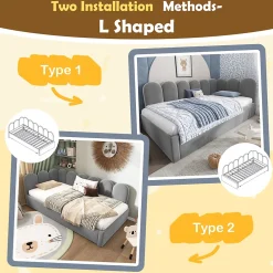 Okwish Lit Gigogne Simple 90x200 cm avec Lit Secondaire - Design Moderne Gain de Place pour Chambre enfant - Velours Gris - Sans Matelas* Lit Gigogne