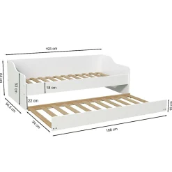 Weber Industries Lit gigogne SWEET 90x190 + 2 sommiers + 1 tiroir-lit / Blanc* Lit Gigogne