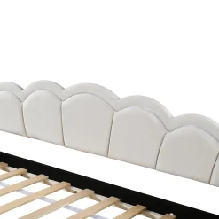 Lit Gigogne 90x200 cm - avec lit tiroir 90x190 cm et éclairage LED ambiant - sans matelas - revêtement en velours élégant - Beige><noscript><img width=