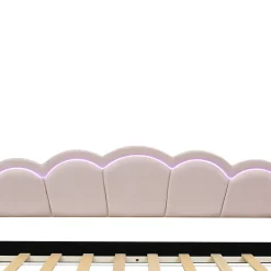 Generique Lit Gigogne 90x200 cm - avec lit tiroir 90x190 cm et éclairage LED ambiant - sans matelas - revêtement en velours doux - Rose* Lit Gigogne