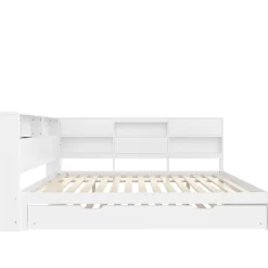 Okwish Lit Gigogne 140x200 cm - Daybed Multifonction avec Tête de Lit et Lit Tiroir - Sans Matelas - Bois Blanc* Lit Gigogne