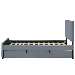 Lit Gigogne 90x190 cm - Lit avec Lit Supplémentaire, Tissu Velours Doux, Gris, Sans Matelas><noscript><img width=