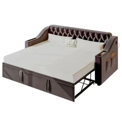 Lit Gigogne 90x190 cm - Lit Enfant en Velours avec Rangement et Port USB, Sommier à Lattes, Sans Matelas, Gris Foncé><noscript><img width=