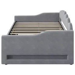 Okwish Lit gigogne 140x200 cm - Lit simple avec lit d'appoint extensible - MDF et Lin - Sans matelas - Gris* Lit Gigogne