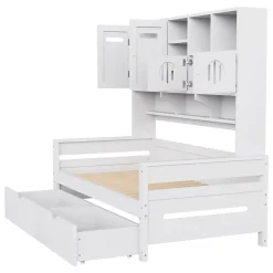 Okwish Lit Gigogne 90x200 cm - Lit Simple avec Deux Tiroirs de Rangement - Bois - Blanc - Sans Matelas* Lit Gigogne